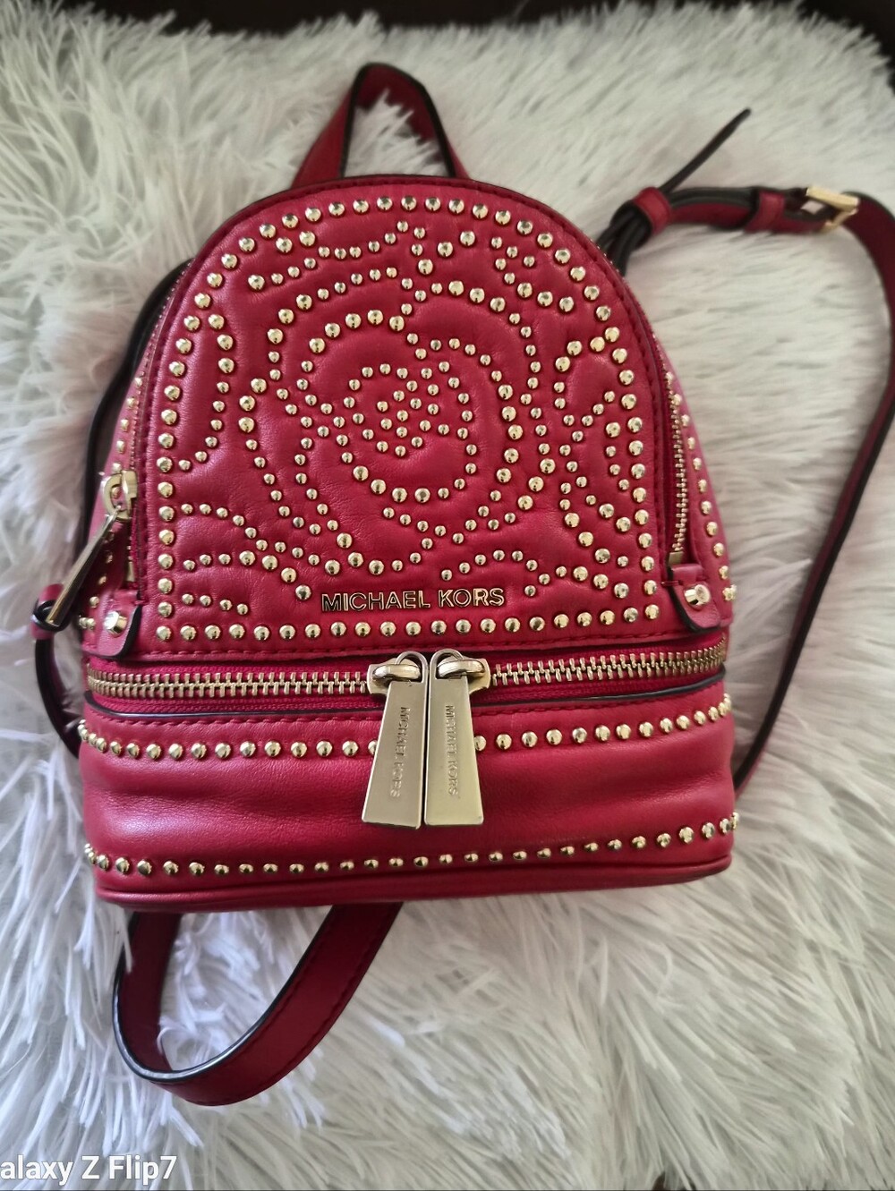 Michael Kors Red Rose Studded Mini Backpack